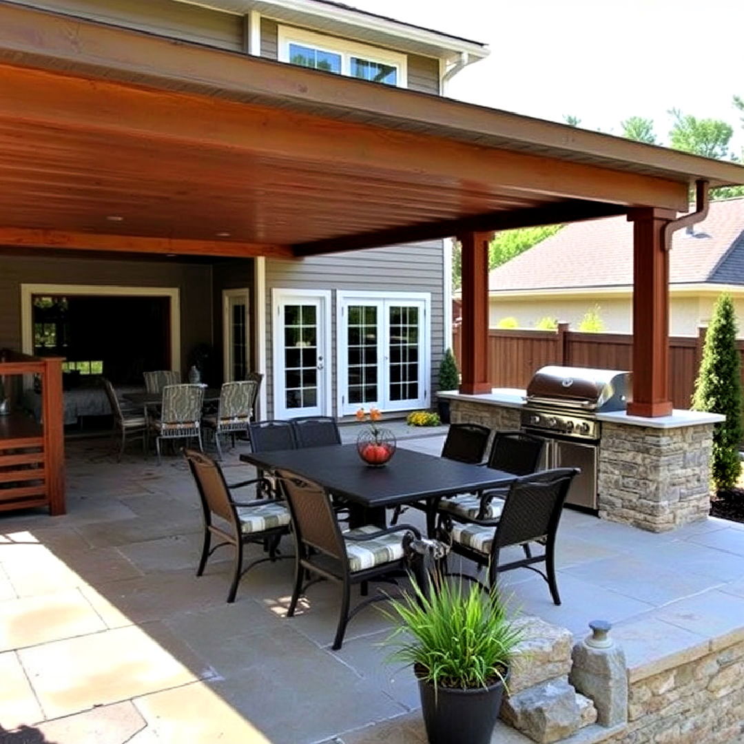 deck with an outdoor kitchen patio setup - 30 Deck and Patio Combination Ideas