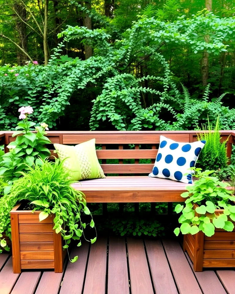 deck with built in planter bench - 20 Deck Seating Ideas