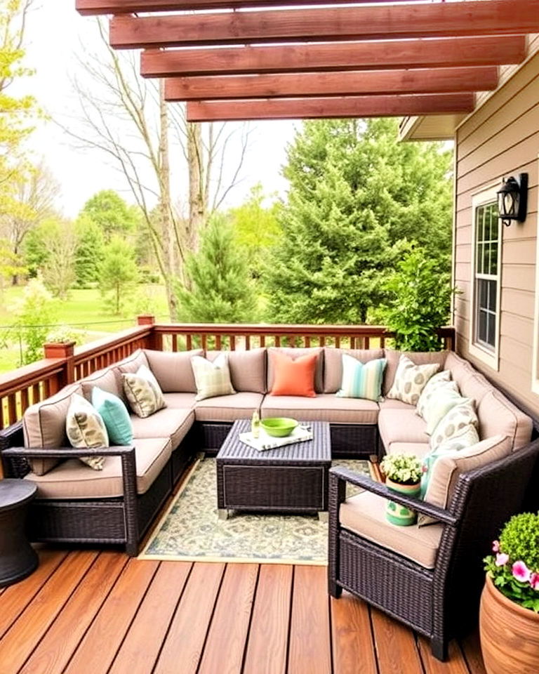 deck with cozy corner sectional - 20 Deck Seating Ideas