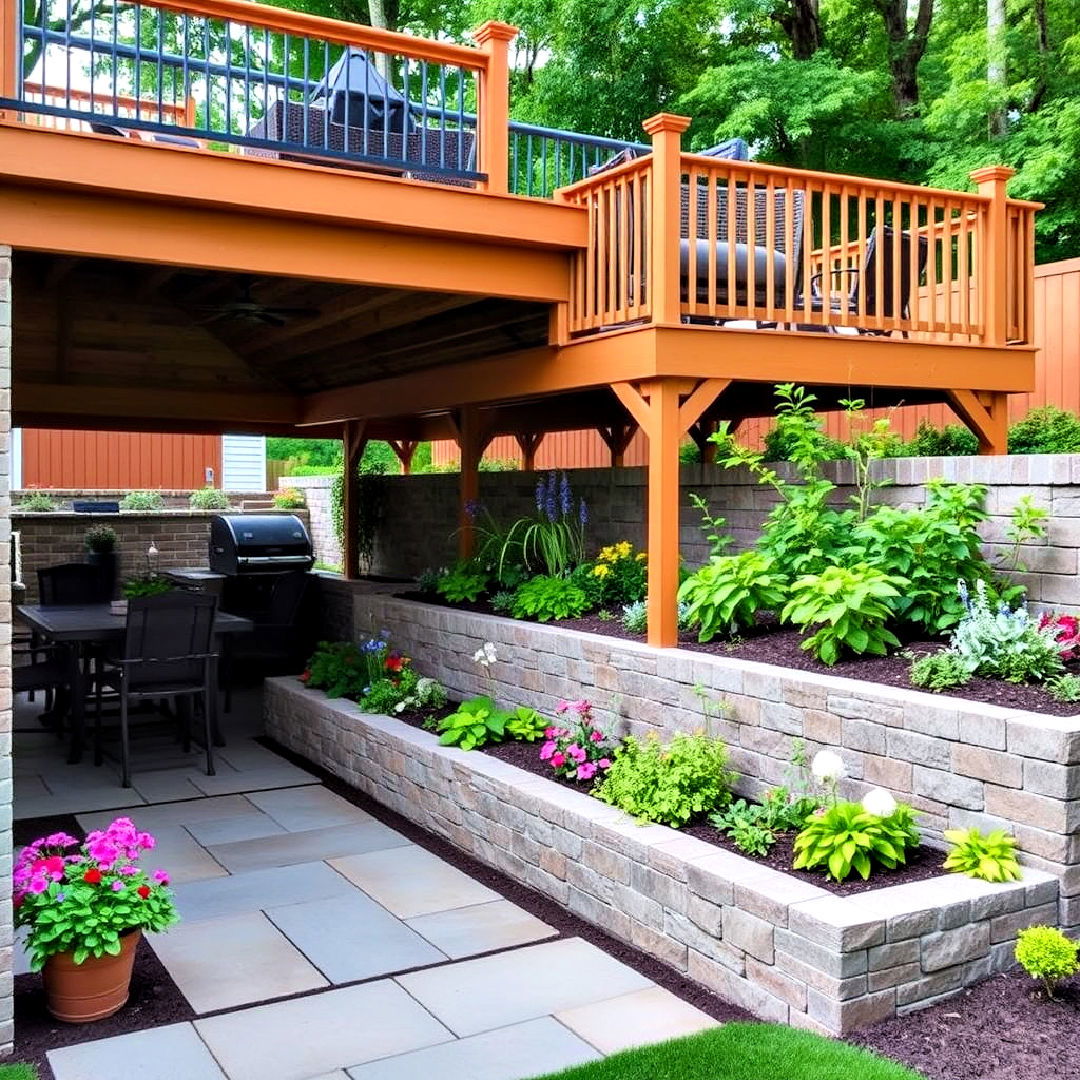 deck with patio and garden wall ideas - 30 Deck and Patio Combination Ideas