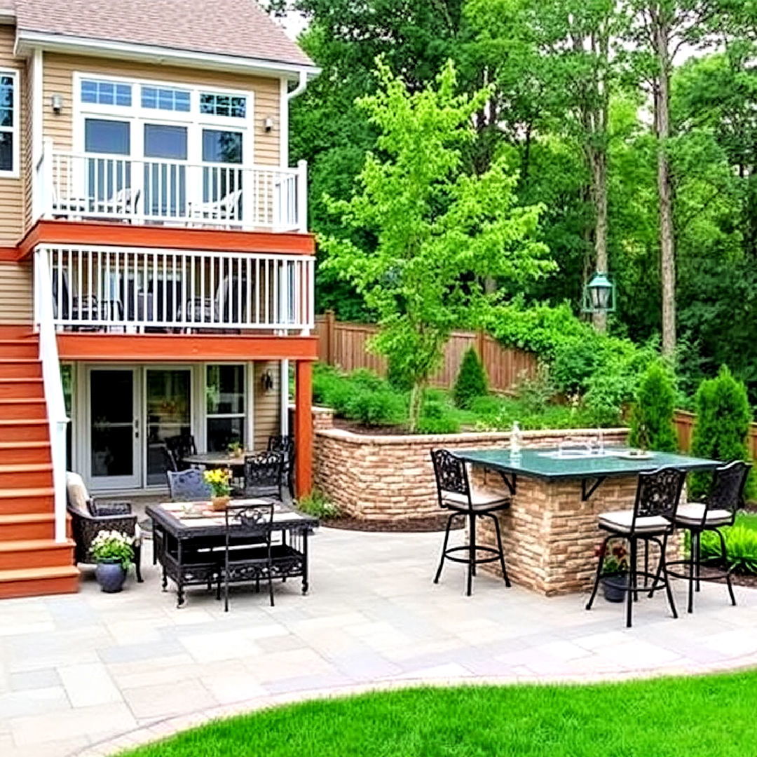 deck with patio and outdoor bar ideas - 30 Deck and Patio Combination Ideas