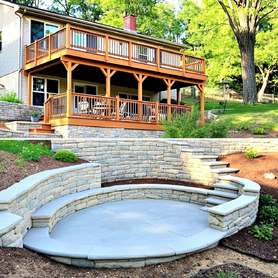 deck with patio and retaining wall ideas - 30 Deck and Patio Combination Ideas
