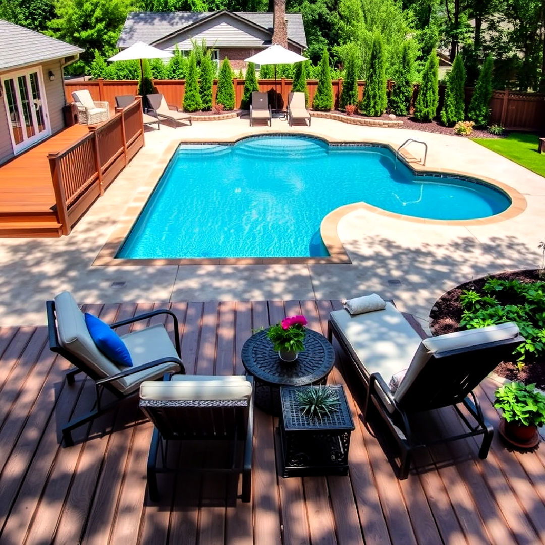 deck with poolside patio ideas - 30 Deck and Patio Combination Ideas