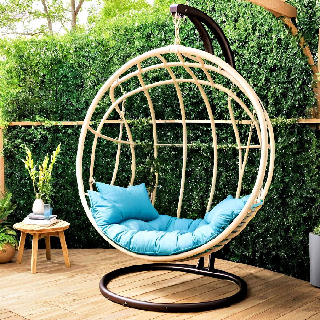 deck with swinging chair - 25 Ground Level Deck Ideas