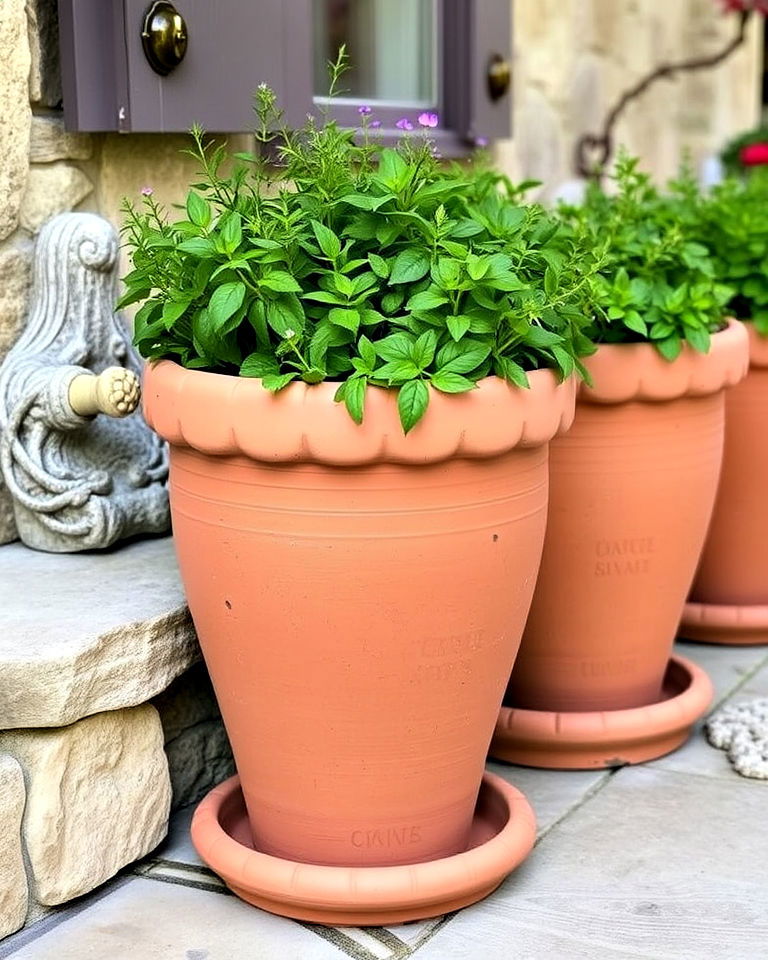 decorate with terracotta pots - 30 French Country Decor Ideas