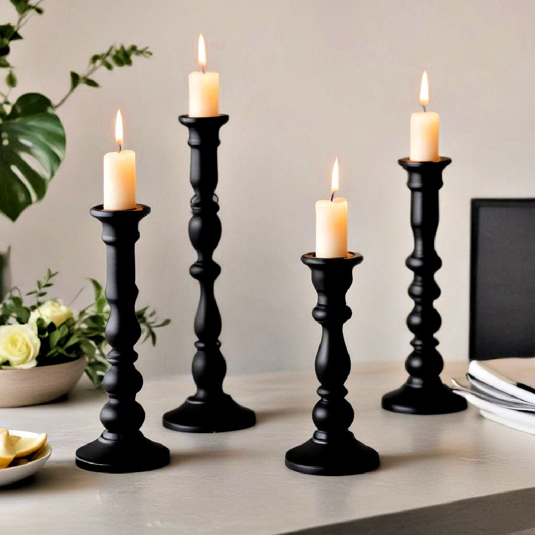 decorative black candle holders ideas - 30 Black Dining Room Ideas