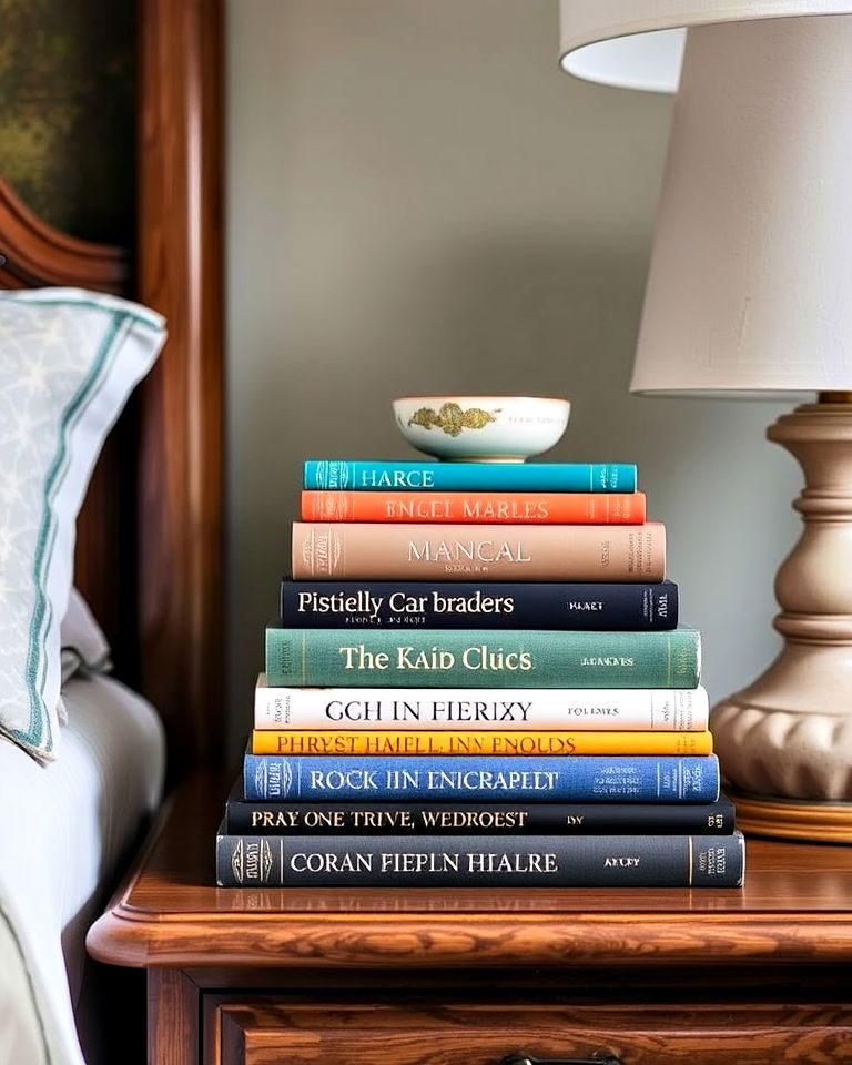 decorative books to add personal touch - 30 Bedroom Decor Ideas