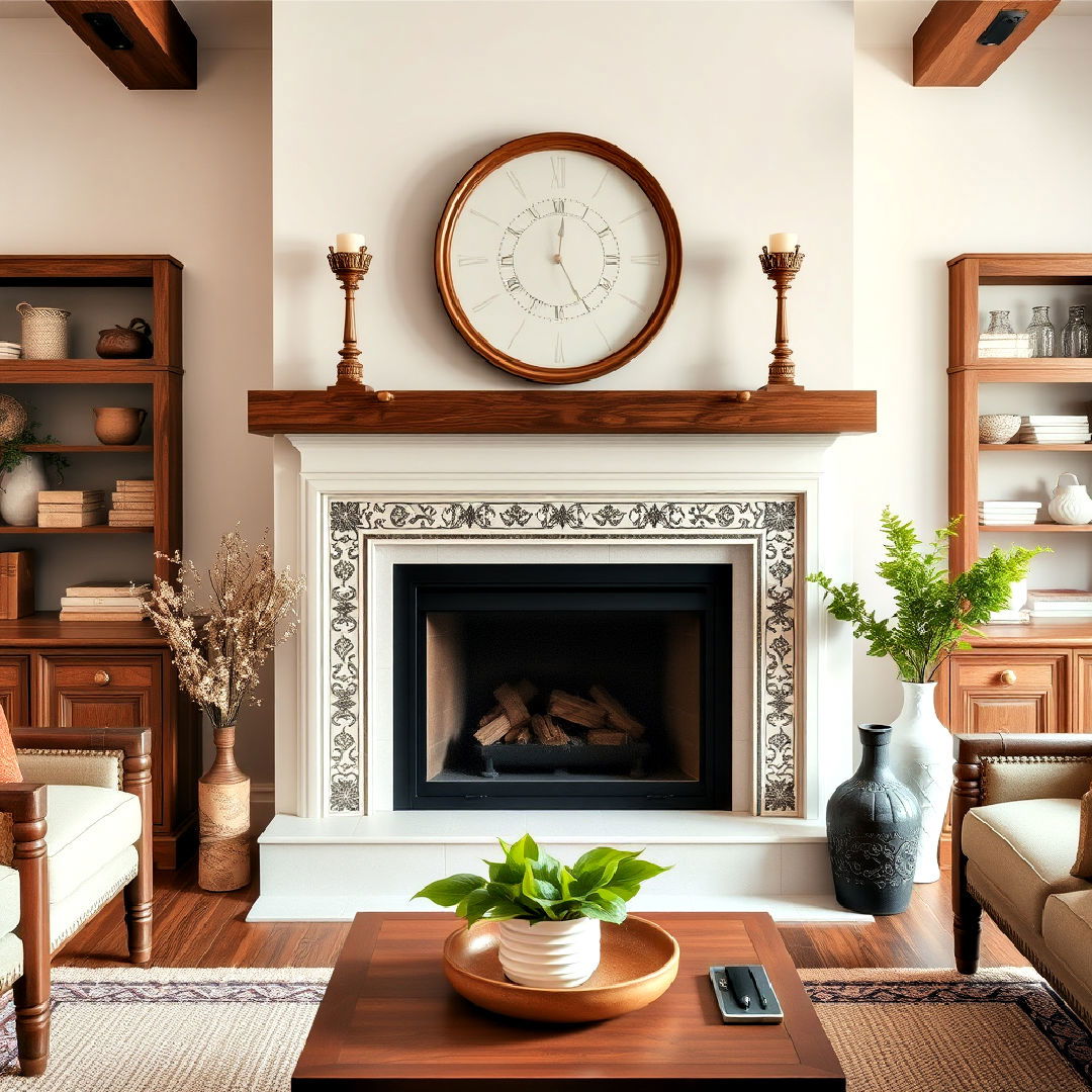 decorative border tiles to frame the fireplace - 30 Farmhouse Fireplace Tile Ideas