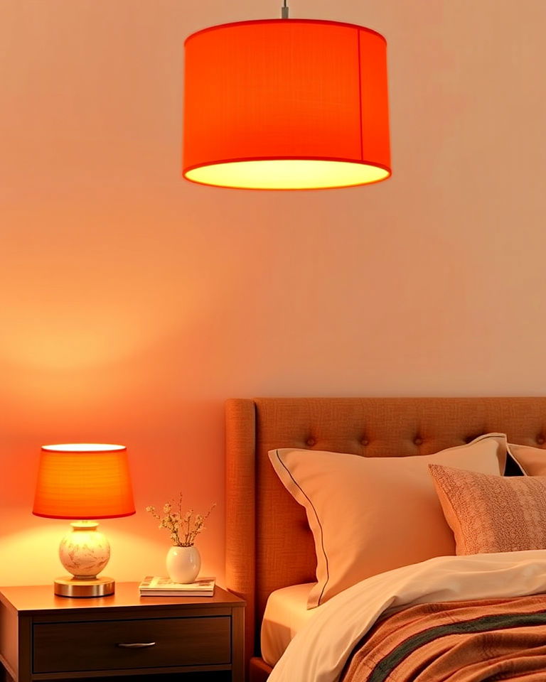 decorative bright orange lampshade - 30 Orange Room Ideas