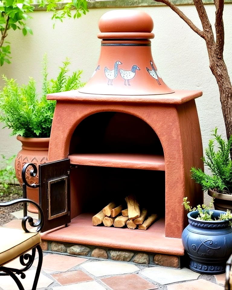 decorative clay chimenea - 25 Mexican Garden Ideas