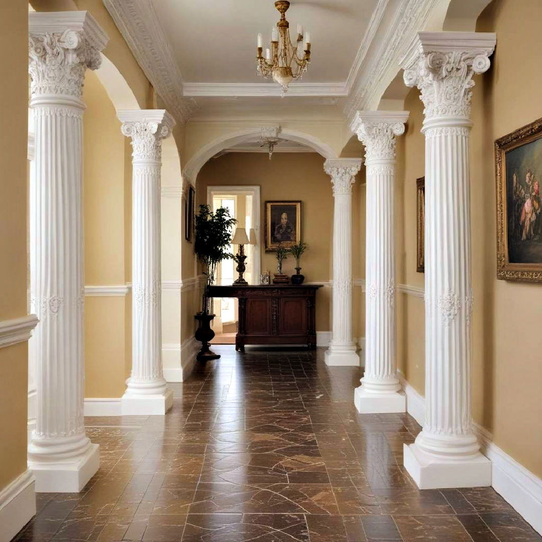 decorative columns to add old world elegance - 20 Victorian Hallway Ideas
