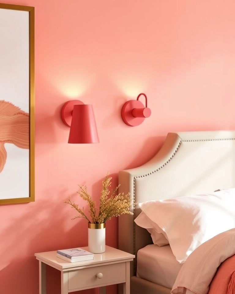 decorative coral wall sconces - 25 Coral Bedroom Ideas
