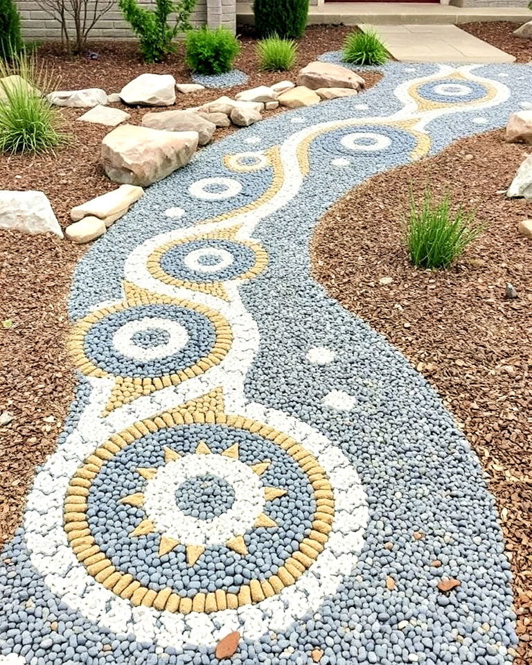 decorative gravel pattern ideas - 30 Front Yard Dry Creek Bed Landscaping Ideas