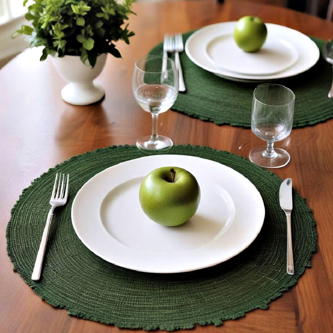 decorative green placemats - 40 Green Dining Room Ideas