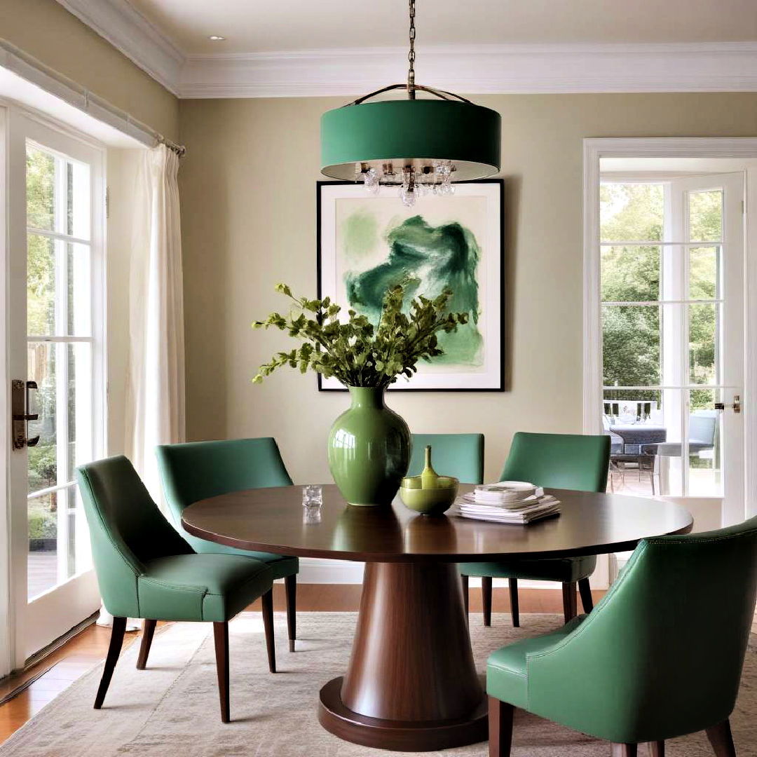 decorative green vase - 40 Green Dining Room Ideas
