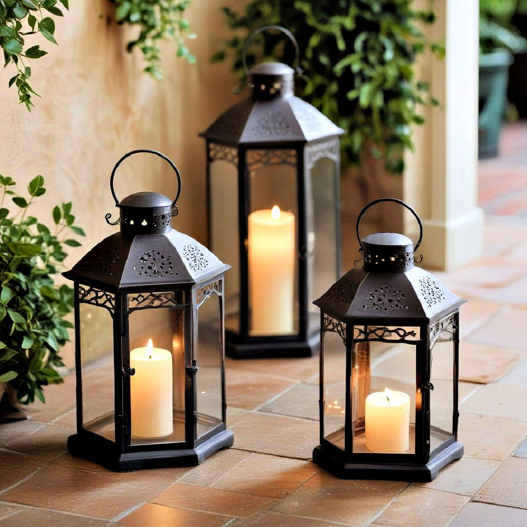 decorative lanterns to add charm - 40 Small Patio Ideas on a Budget