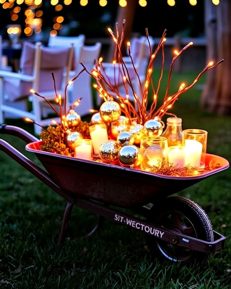 decorative light display ideas - 25 Old Wheelbarrow Ideas