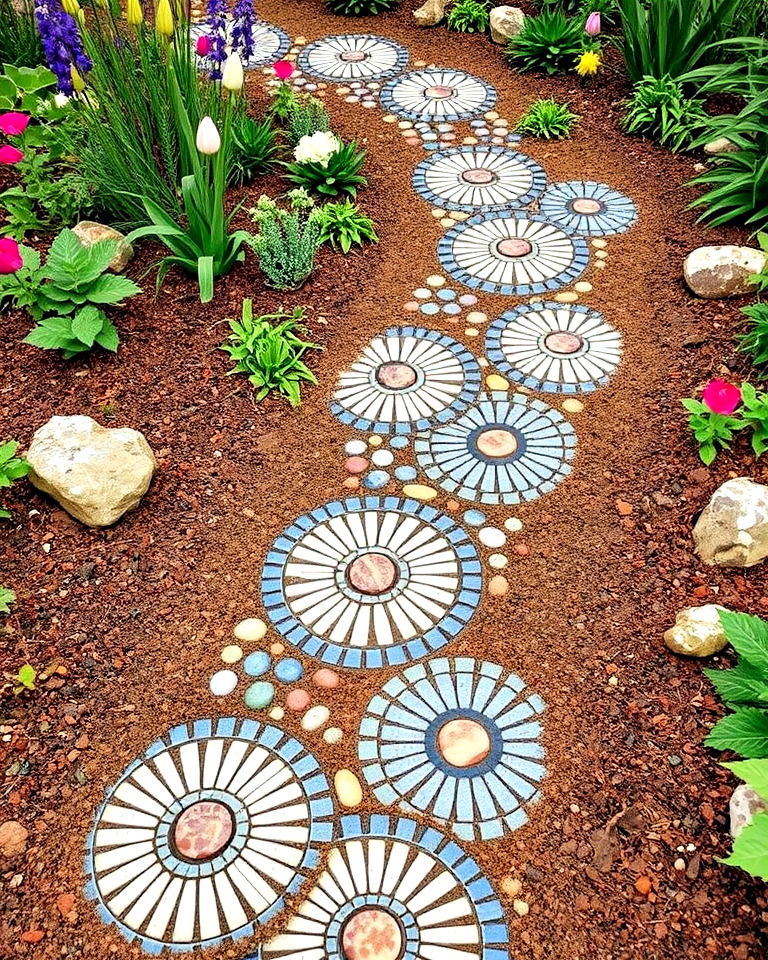 decorative mosaic pathway - 35 Secret Garden Ideas