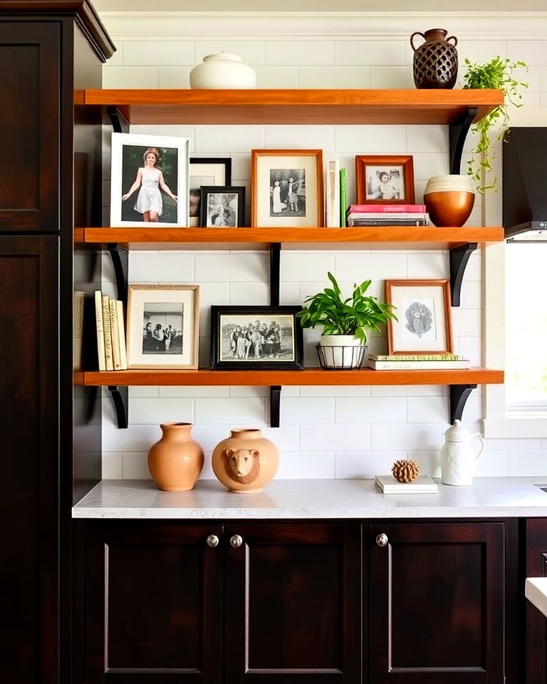 decorative open shelving display - 25 Joanna Gaines Living Room Ideas