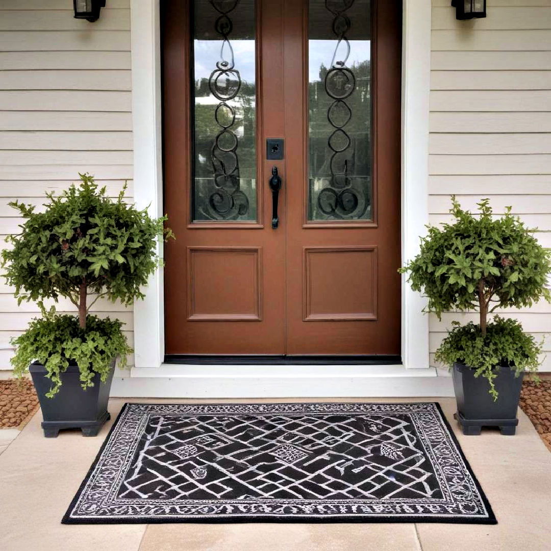 decorative outdoor rug - 40 Small Front Porch Ideas