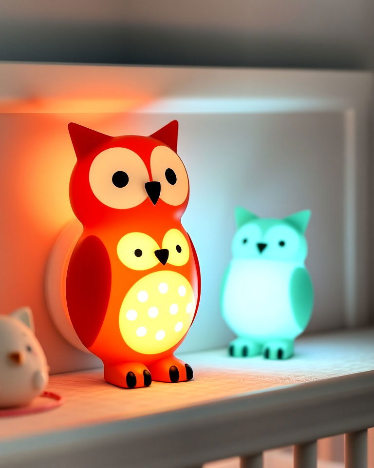 decorative owl shaped nightlights - 25 Woodland Nursery Ideas
