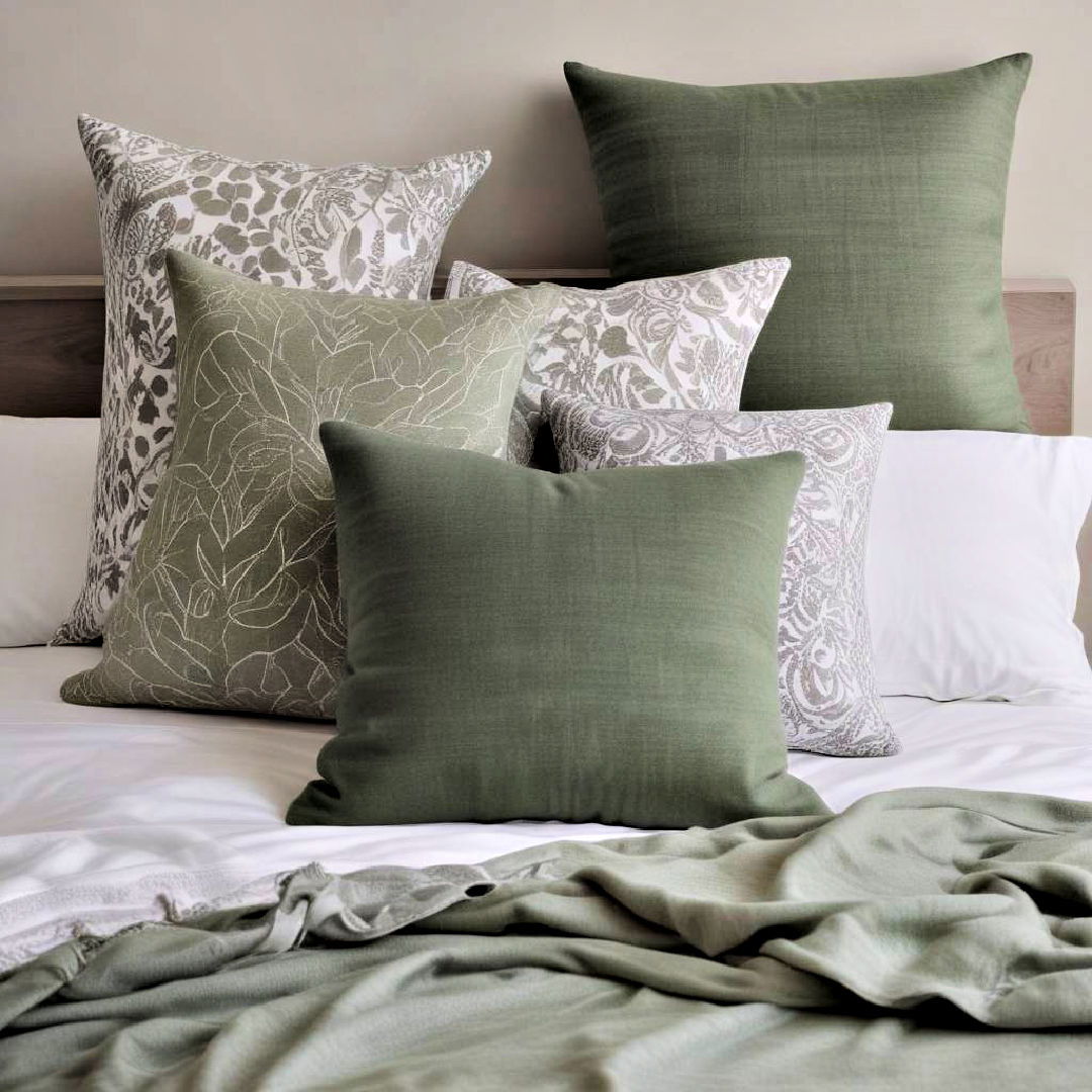 decorative pillows for green and grey bedroom - 20 Green and Grey Bedroom Ideas