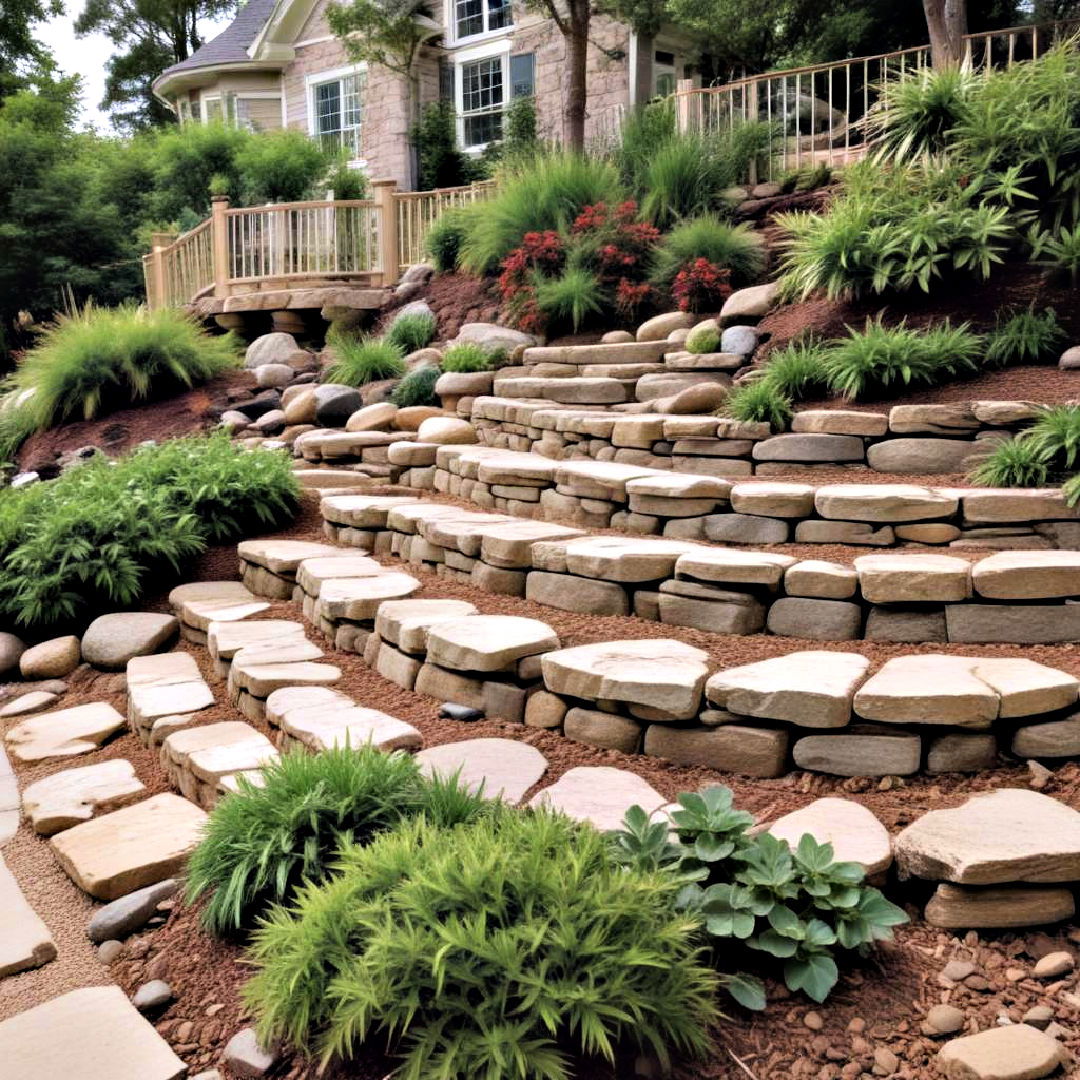 decorative rock terrace - 30 Front Yard Landscaping Ideas With Rocks and Mulch