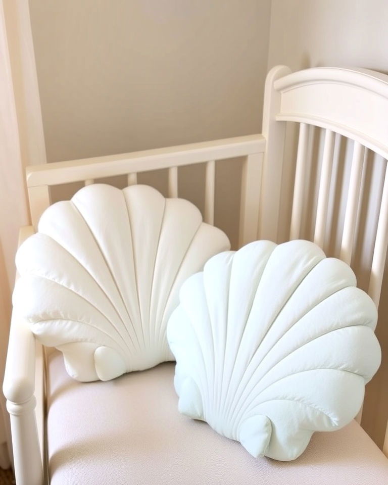 decorative shell shaped pillows - 20 Ocean-themed Nursery Ideas