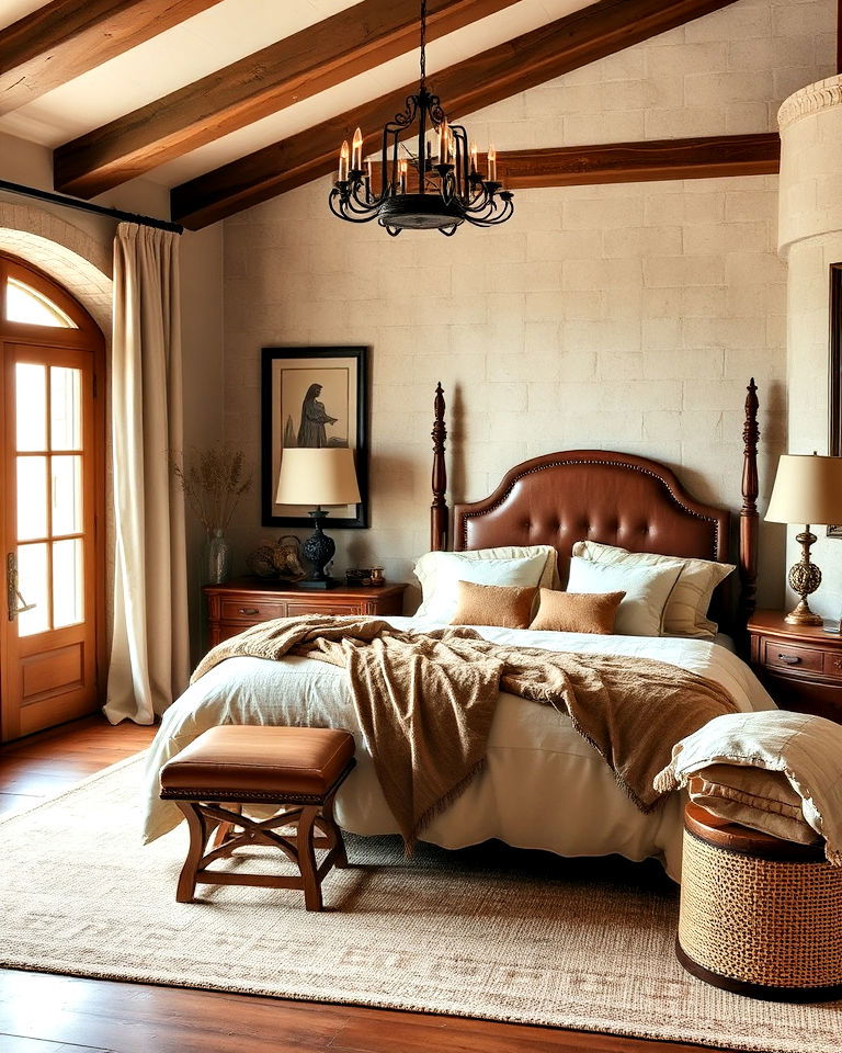 decorative soft linen textures - 20 Tuscan Bedroom Ideas