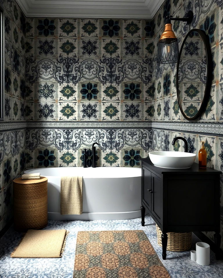 decorative tiles for dark academia bathroom - 20 Dark Academia Bathroom Ideas