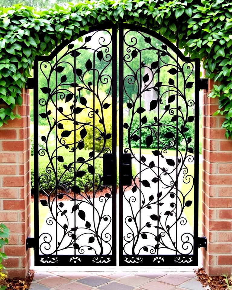 decorative vine gate for artistic touch - 20 Front Door Gate Ideas