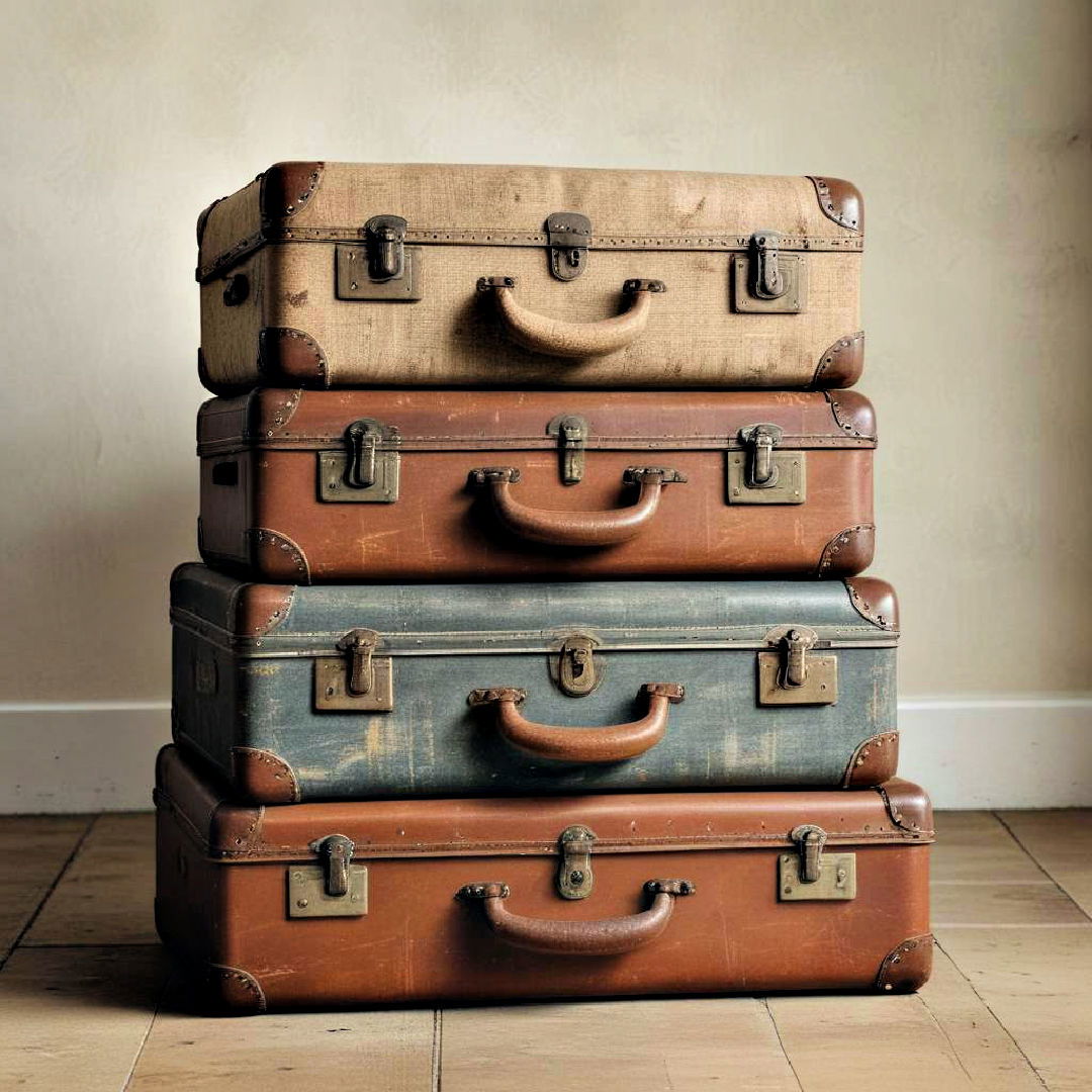 decorative vintage suitcases - 25 Shabby-chic Style Living Room Ideas
