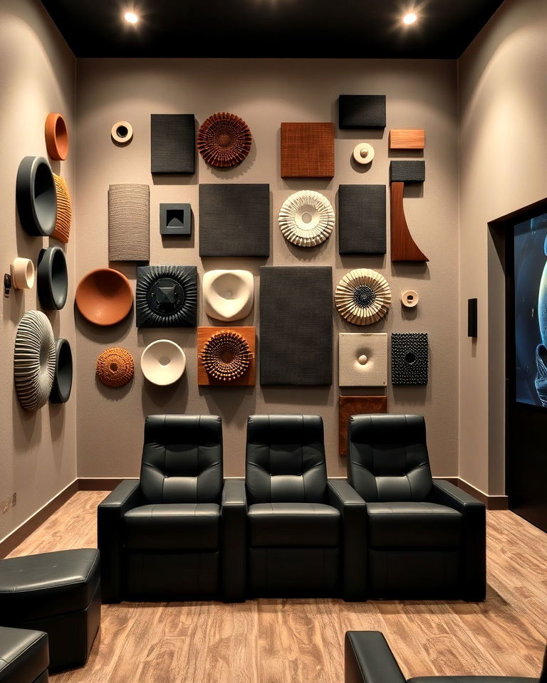 decorative wall mounted acoustic panels - 40 Small Home Theater Ideas