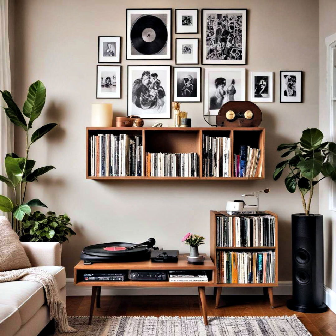 dedicate a nook to a record player - 40 living room decor ideas