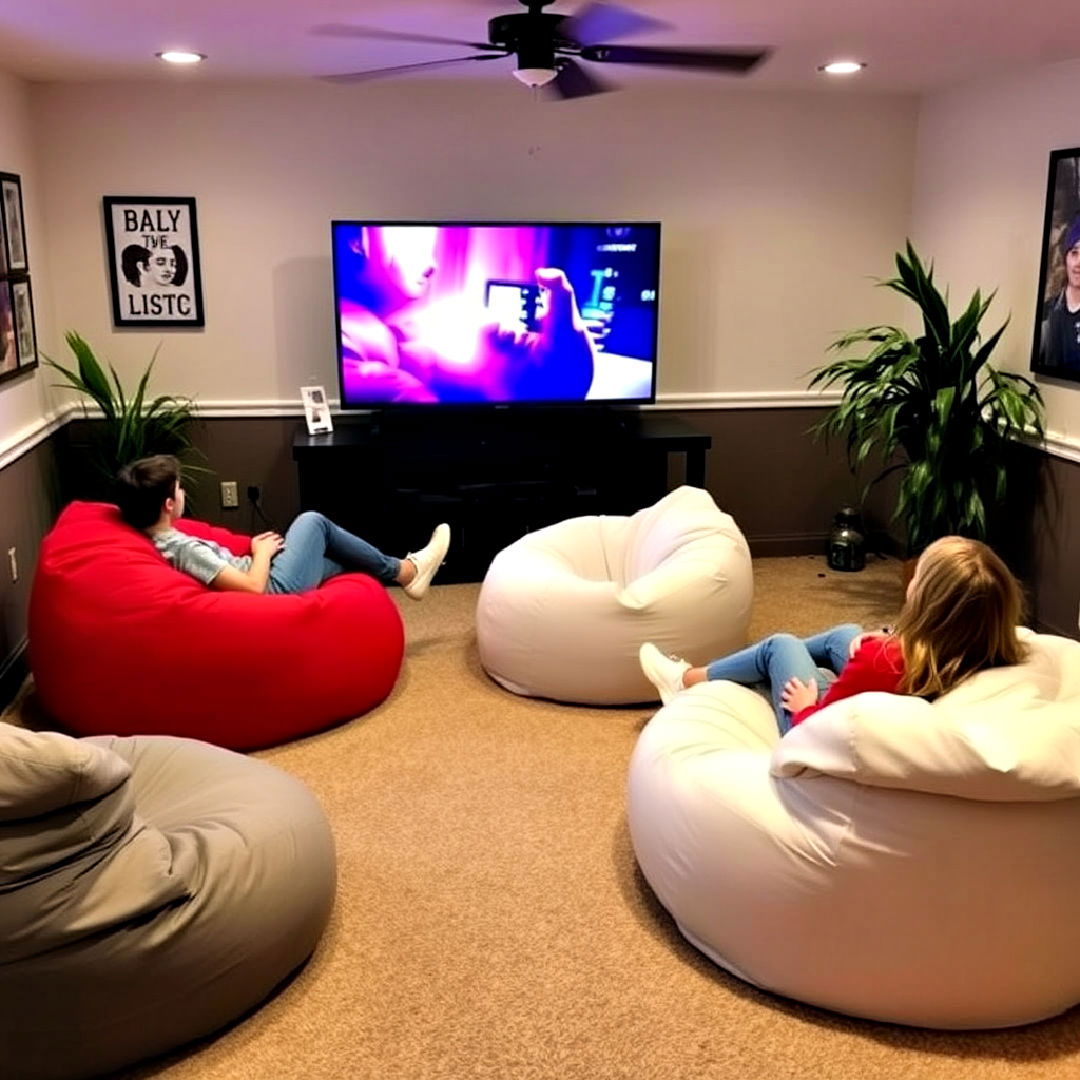 dedicated bean bag lounge area - 40 Teen Hangout Room Ideas