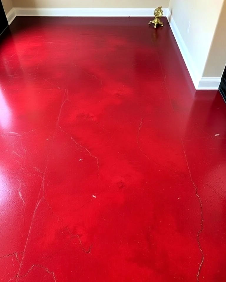 deep garnet red stained concrete floor - 25 Stained Concrete Floors