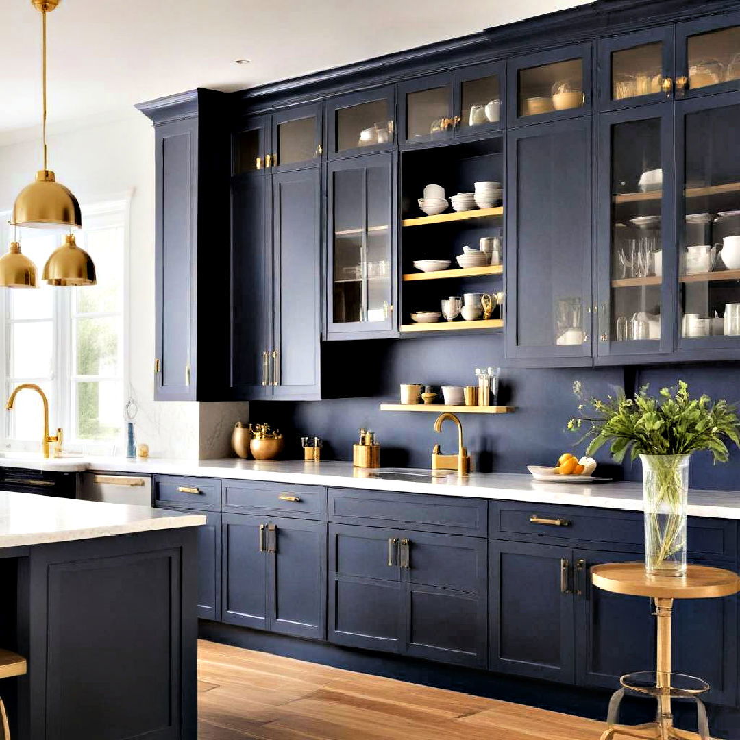 deep navy lux to add luxurious touch - 40 Painted Kitchen Cabinet Ideas