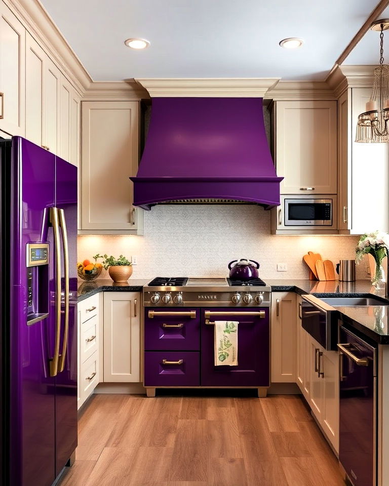 deep purple appliances to add royal touch - 25 Kitchen With Colored Appliances Ideas