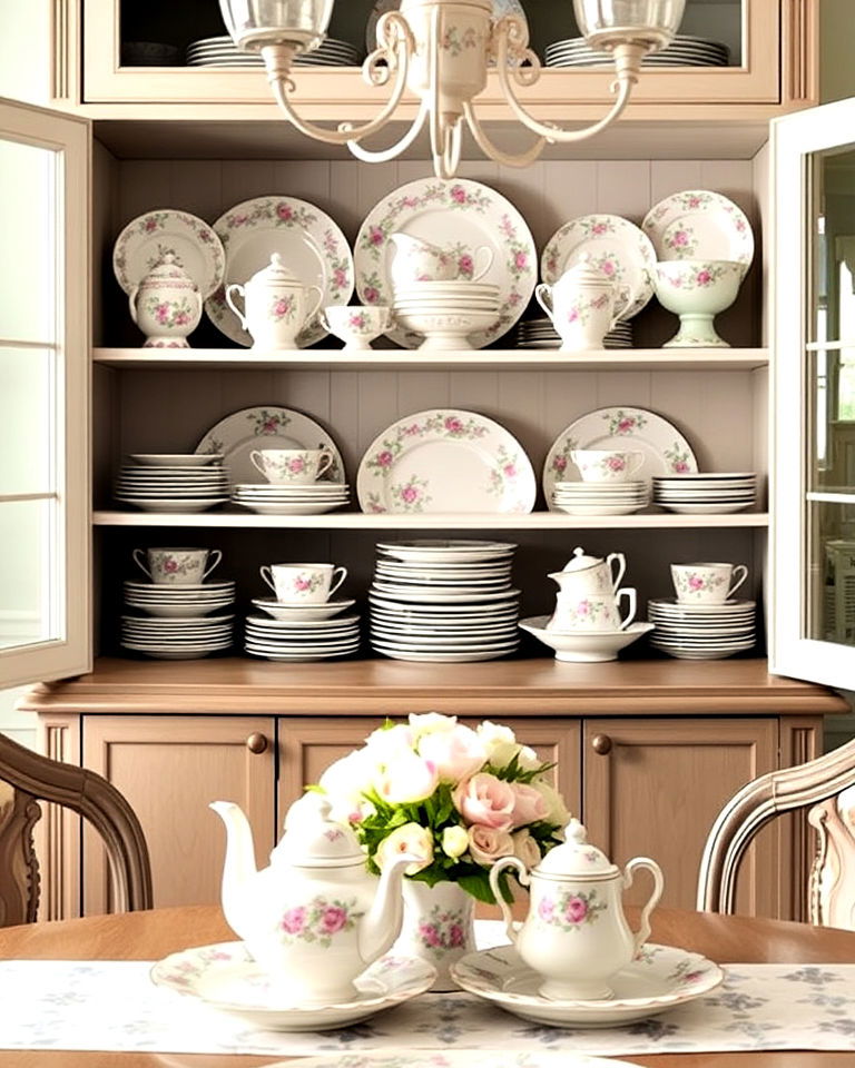 delicate china sets with floral patterns - 30 Cottagecore Dining Room Ideas