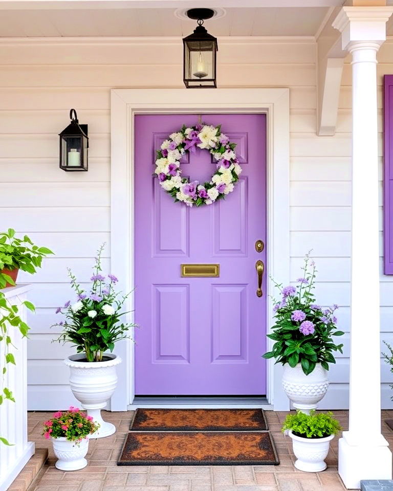 delicate pastel purple front door - 20 Purple Front Door Ideas