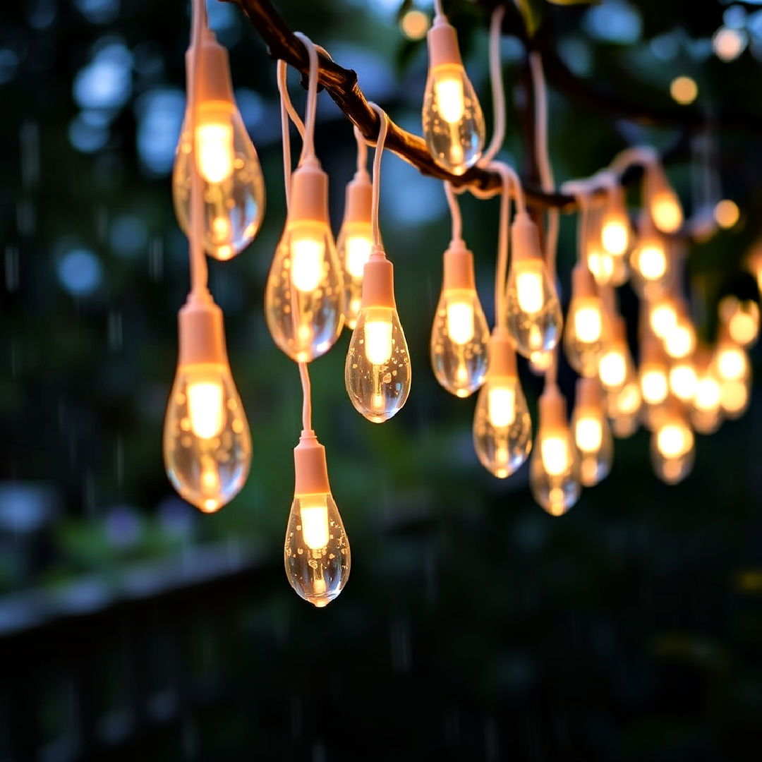 delicate raindrop string lights - 40 Patio String Light Ideas