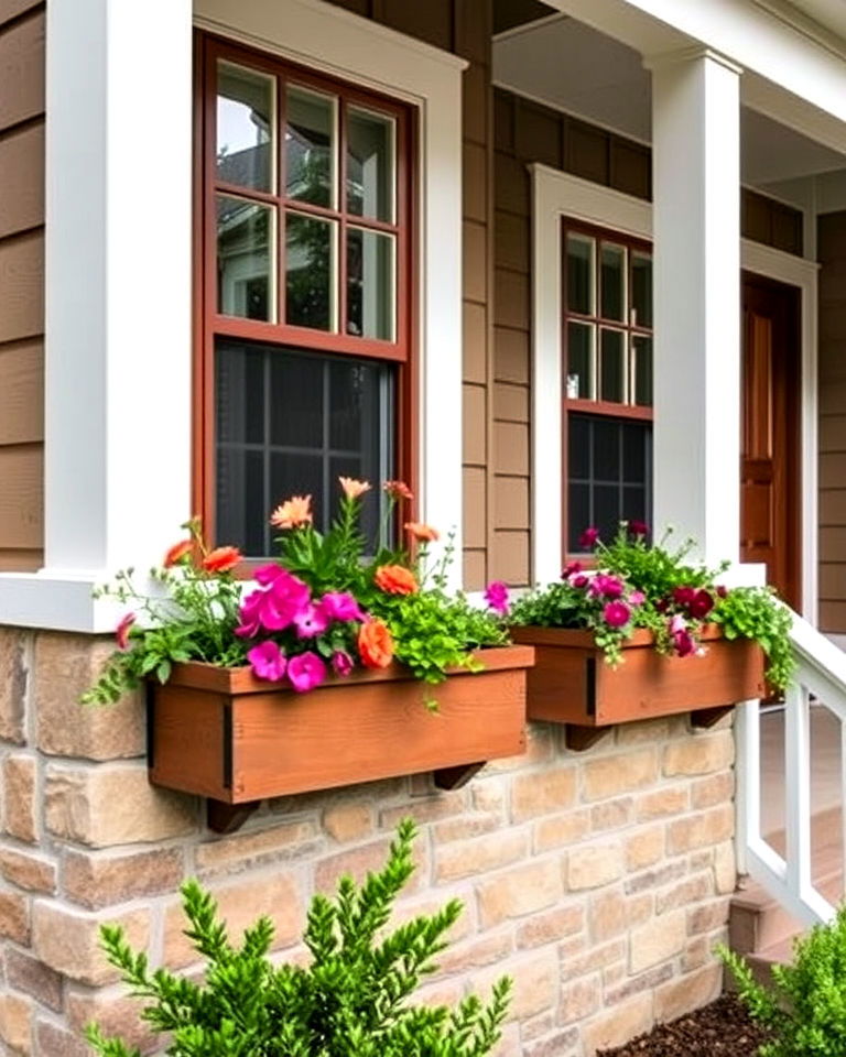 delightful built in flower boxes - 40 Craftsman Style House Exterior Ideas