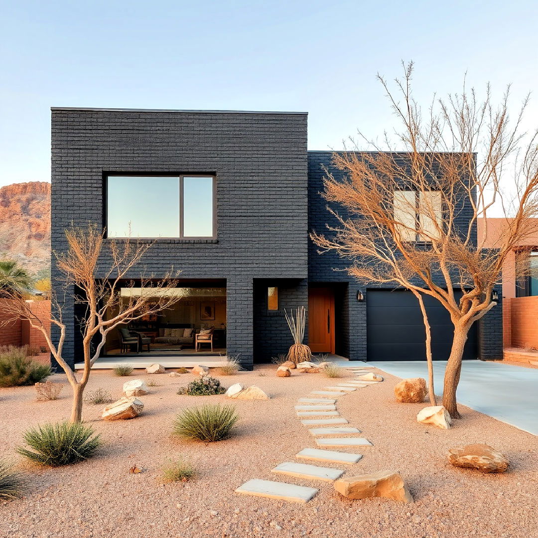 desert modern with black brick exterior - 40 Black Brick House Exteriors