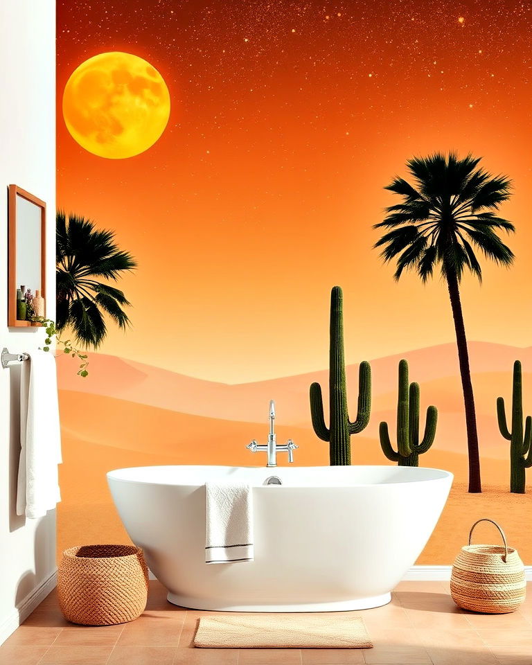 desert oasis charm bathroom mural - 30 Bathroom Mural Ideas