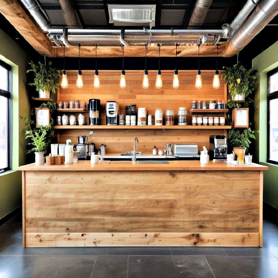 design an eco friendly cafe with recycled materials - 40 Coffee Bar Ideas