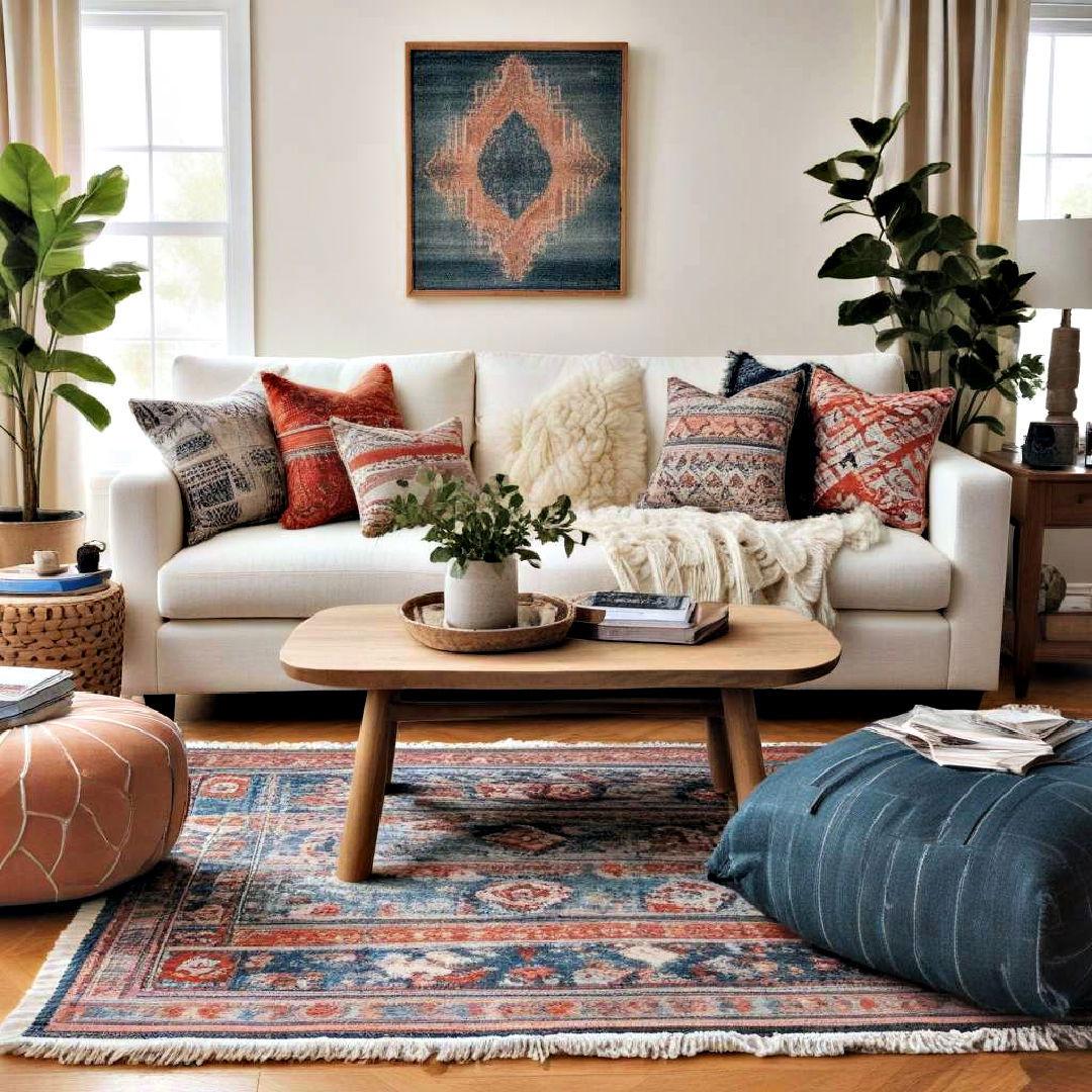 different fabrics and patterns - 40 living room decor ideas