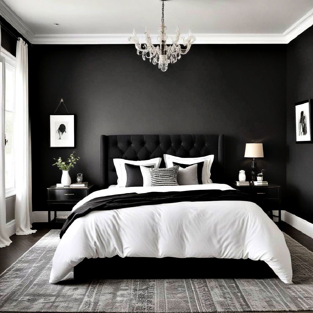 different paint finishes - 40 Black and White Bedroom Ideas