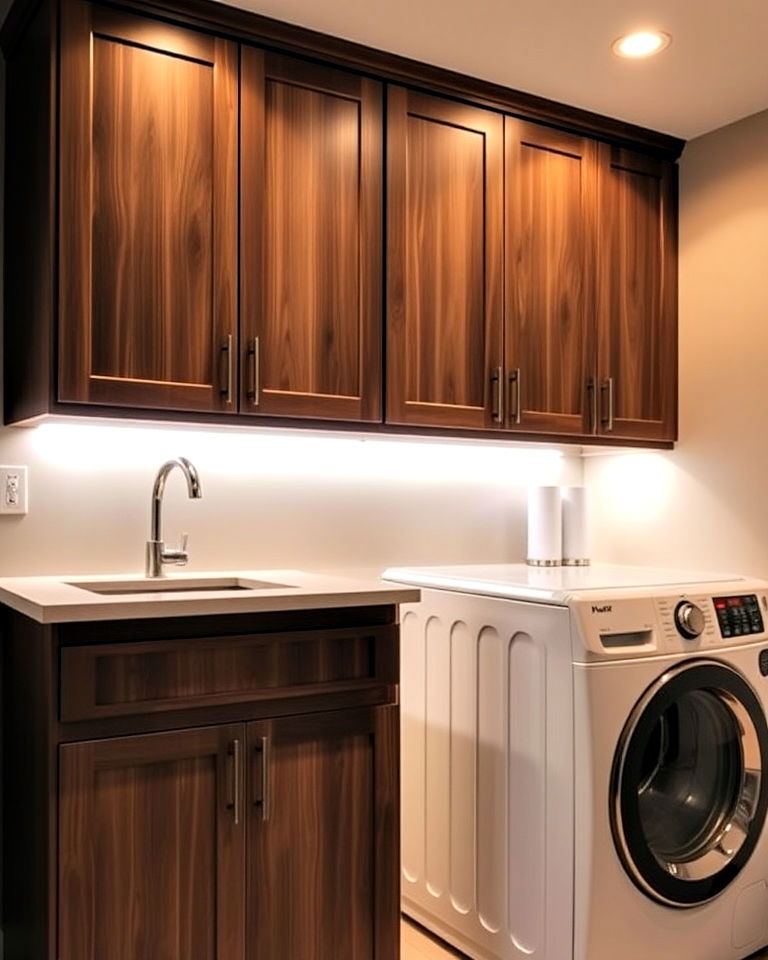 dimmable under cabinet lighting - 30 Luxury Modern Laundry Room Ideas