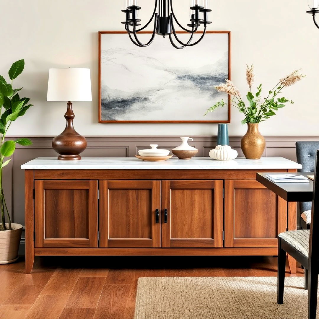 dining room buffet with marble top - 40 French Country Dining Room Ideas