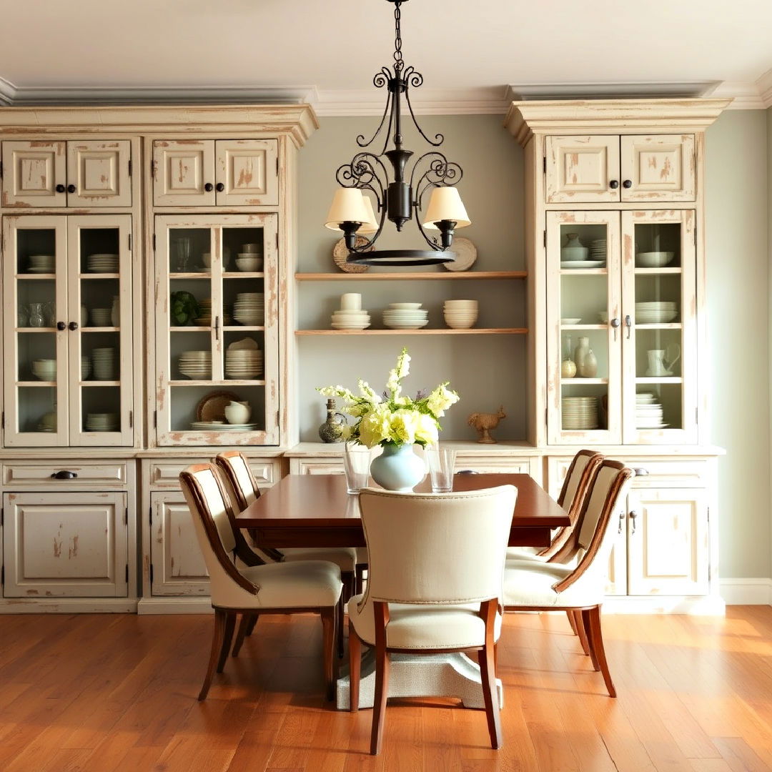 dining room freestanding weathered cabinetry - 40 French Country Dining Room Ideas